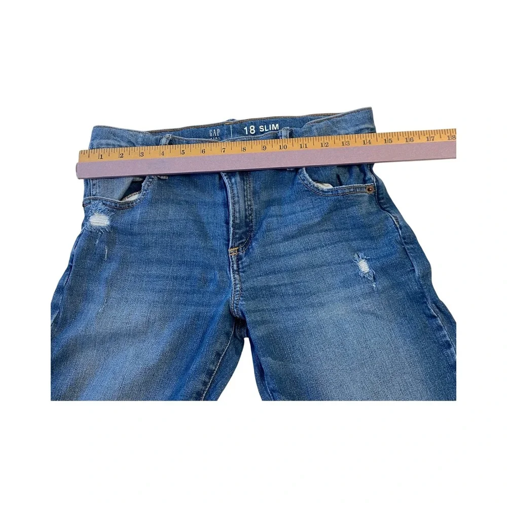 GAP Kids 18 Slim Fit Denim‎ Jeans Blue Distressed Rips Casual Everyday